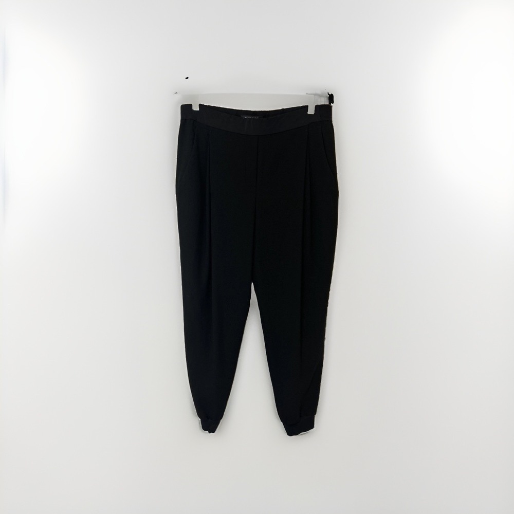 Elie Tahari Presley Pant Women 12 Black Pleated Front Tapered Leg Jogger Trouser
